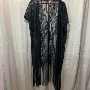 Black Lace Fringe Kimono